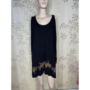 Joyous & Free Black Embroidered Long Sleeve Top XL